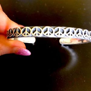 Sterling silver peace sign cuff